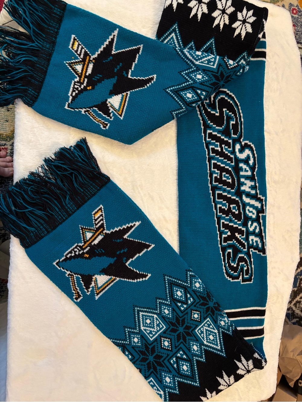 San Jose Sharks Teal Knit Fair Isle Fan Scarf - Official NHL